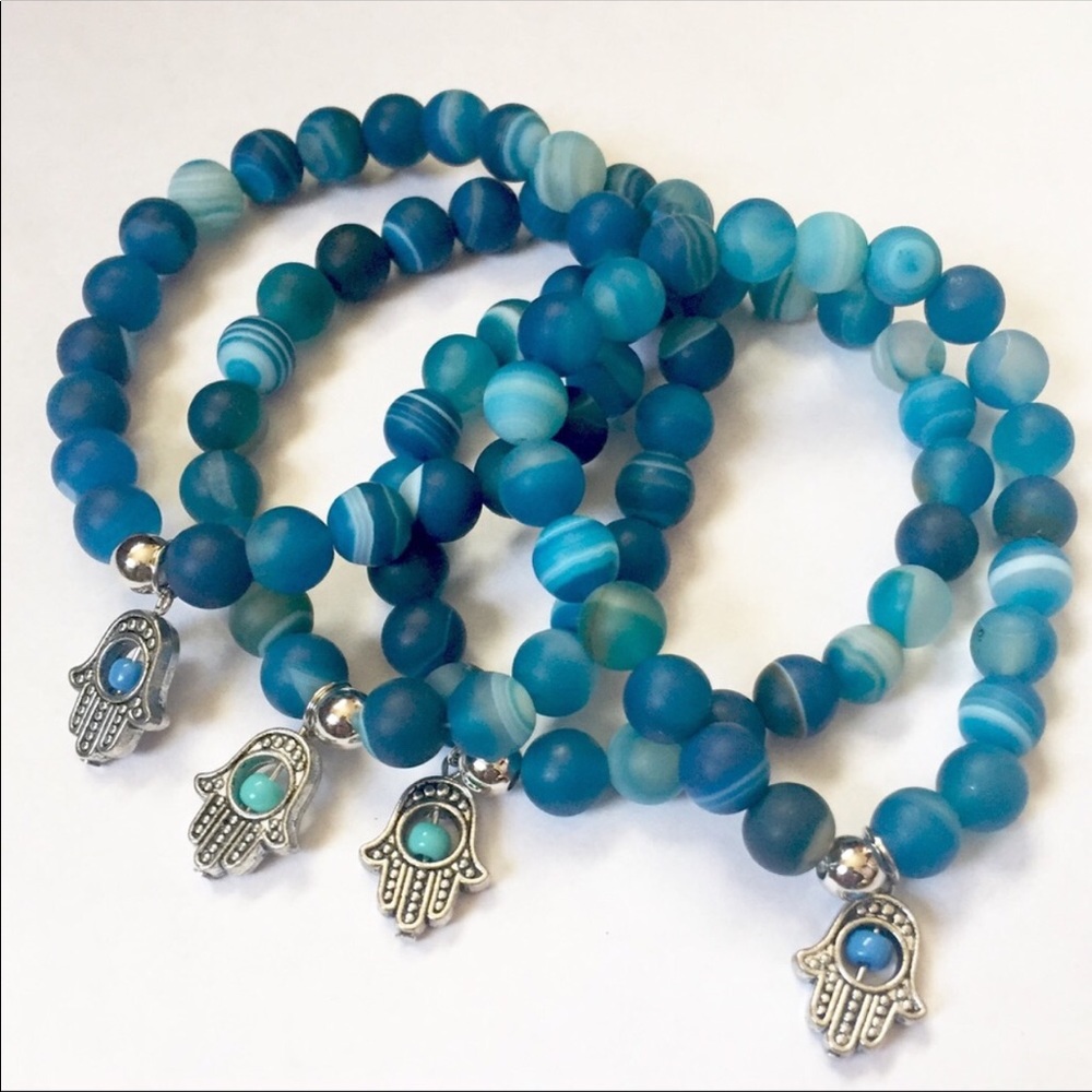 Matte Agats bracelet hamsa